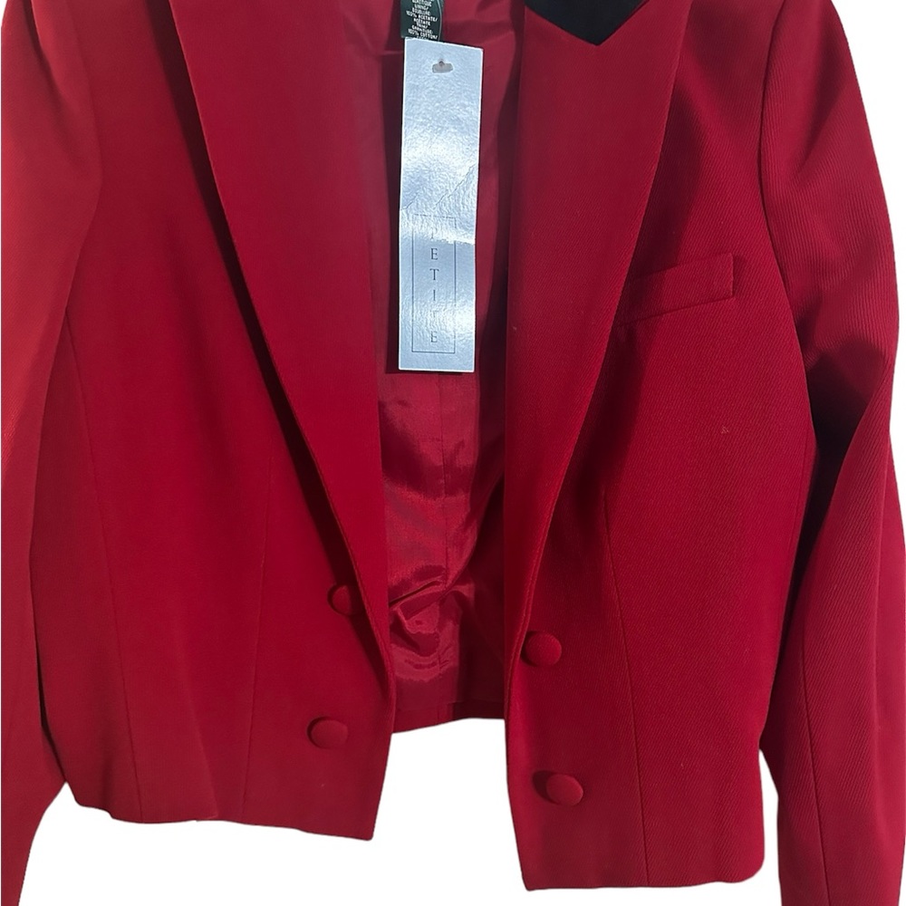 Ralph Lauren Red cropped wool jacket. Size 14P. NWT. - Picture 4 of 5